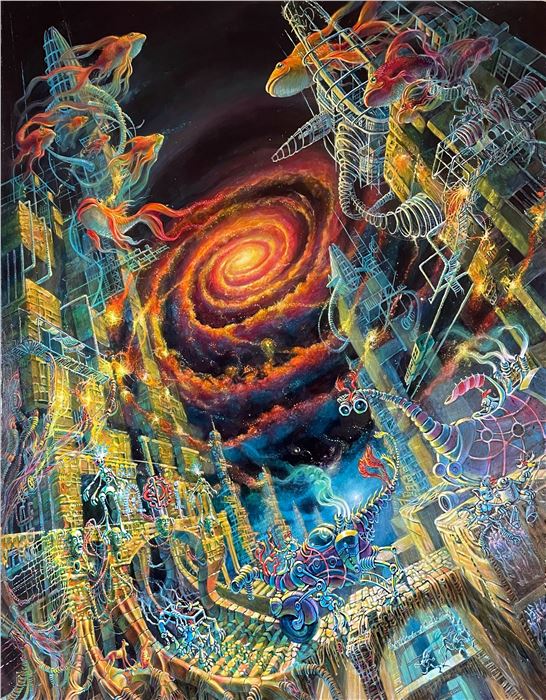 Graham Toms, Event Horizon, Acrylic on wooden panel, 60” x 66”